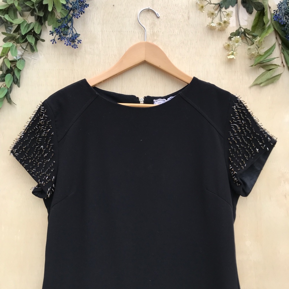 Suncoo Paris Studded Shoulder Black Dress